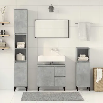 Produktbild von vidaXL 3-tlg. Badmöbel-Set Betongrau Holzwerkstoff
