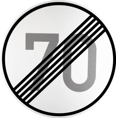 Produktbild von ORIGINAL Verkehrszeichen 278-70 * Ende der zulässigen Höchstgeschwindigkeit 70 km/h * 600 mmØ nach StVO und RAL-Gütebedingungen Verkehrsschild Schild Strassenschild Verbotsschild Straßenzeichen