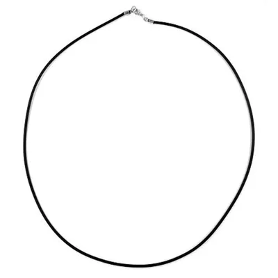 Produktbild von Rundschnur 2mm Vollgummikette Naturkautschuk Verschluss silberfarbig 55cm schwarz 2mm
