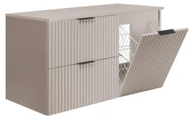 Obrázek produktu pro Sada koupelnového nábytku se zásuvkou na prádlo a policí, s černými úchytkami, barva kašmír, rozměry 100 x 46 x 57 cm