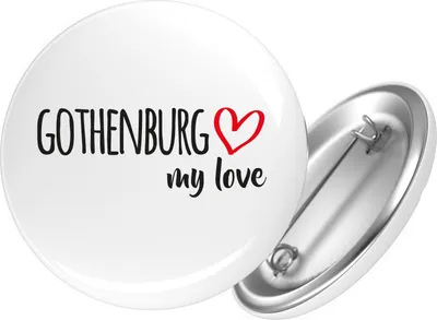 Produktbild von Huuraa Button Gothenburg my love 25mm rund mit Sicherheitsnadel Ansteckbutton Geschenkidee