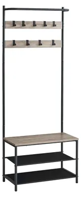 Immagine prodotto di Appendiabiti con 9 ganci - Mobile per l'ingresso - Marrone e nero - 32,2 x 64 x 180 cm