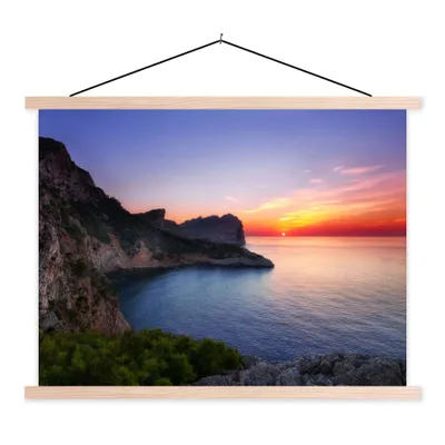 Produktbild von MuchoWow® Textilposter Meer - Felsen - Berge - Natur 40x30 cm mit holzfarbenen Rahmen - Bilder