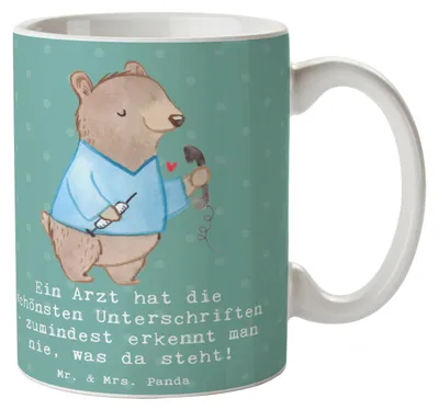 Produktbild von Mr. & Mrs. Panda Pott Arzt Unterschrift - Meeresbrise - Geschenk, Facharzt, Mediziner, Teepott, Tasse, Dankeschön, Teetasse, Kaffeetasse, Berufsliebe, Beruf, Berufe