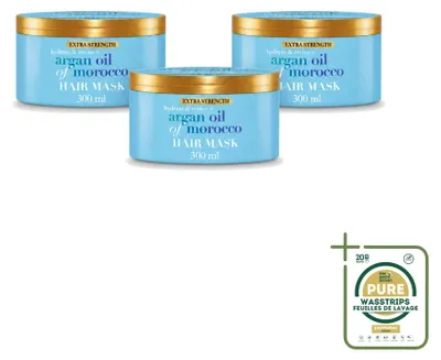 Produktbild von 3 x OGX Argan Oil of Morocco Haarmasker Extra Sterk - 300 ml - Vorratspackung - 3 Stücke