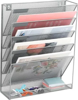 Zdjęcie produktu dla Oraganizer Biurowy  Pojemnik Na Dokumenty Naścienny Metalowy Srebrny