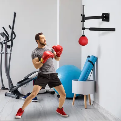 Produktbild von Boxgestell Wandmontage Speedball Reflexstange, höhenverstellbar Wandbox, Kunstleder Stahl, Rot | 79x72x20 cm | 6 kg | pulverbeschichtet