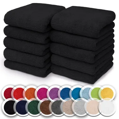 Produktbild von NatureMark 10er Set Frottee Waschlappen – 100% Baumwolle, weich & saugfähig – 30×30 cm, Schwarz