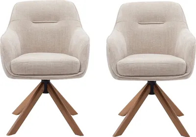 Produktbild von Armlehnstuhl >Avola< (2er-Set) leinen-beige, 360° drehbar, Federkern - 57x87x65 (BxHxT)