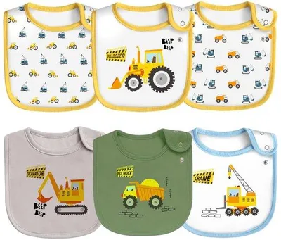 Produktbild von Katoenen babyslabbetjes 6-pack, waterdicht, voor meisjes en jongens, met drukknoopsluiting