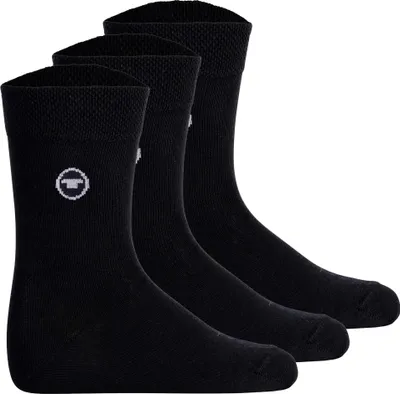 Produktbild von TOM TAILOR Uni Kinder Socken, 3er Pack - Strümpfe, Baumwolle, Logo, einfarbig Schwarz 31-34
