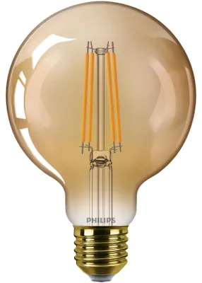 Produktbild von Philips Filament-Lampe Bernstein 25W G95 E27, 3,1 W, 25 W, E27, 250 lm, 15000 h, Flame
