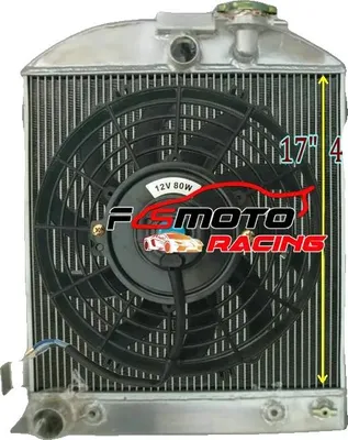 Obrázok produktu pre Chladič, rozmery jadra 438 mm x 432 mm x 62 mm, celkové rozmery 572 mm x 502 mm x 152 mm, priemer vstupu 1-1/2" (38 mm), priemer výstupu 1-3/4" (44,5 mm), 3-radové usporiadanie