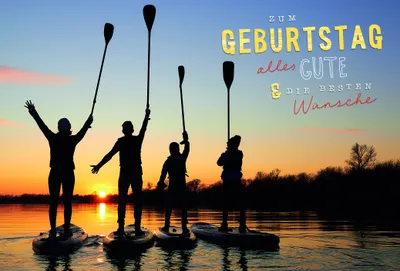Produktbild von Geburtstag  Karte mit Briefumschlag Stand-Up Padel, Kajak, Rudern
