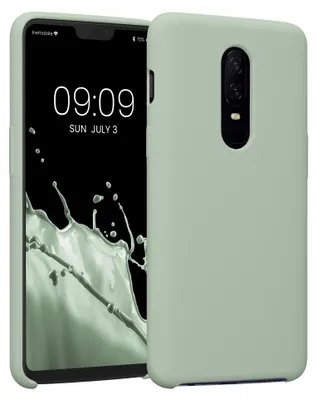 Produktbild von kwmobile Handyhülle für OnePlus 6 Hülle - Case Silikon - Kabelloses Laden - Schutzhülle Cover in Graugrün