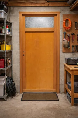 Immagine prodotto di Porta di servizio in legno pagato, H,200xl,80 lato pannello P. dritto GD MENUISERIES