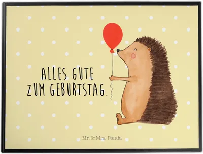 Produktbild von Mr. & Mrs. Panda Tischunterlage Igel Luftballon - Gelb Pastell - Geschenk, Tiere, Unterlage Schreibtisch, schreibtischunterlagen, Schreibunterlage, schreibtischunterlage