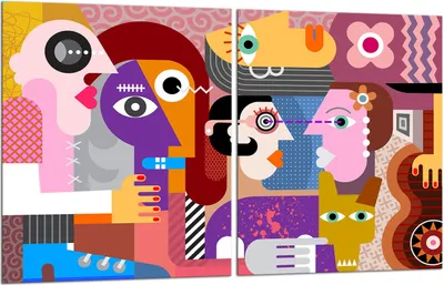 Produktbild von Herdabdeckplatten 2x40x52 Glaskeramikfeld 2-Teilig Glas Spritzschutz Pop Art
