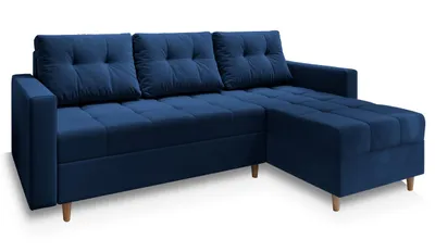 Produktbild von Masseno Ecksofa MILO L mit Schlaffunktion L-Form, Sofa mit Bettkasten, Wohnzimmersofa, Couch, Soffa, Bettsofa, Couchgarnitur- Blau, KRONOS 09