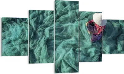 Produktbild von Bild auf Leinwand - Leinwandbild - 5 Teile - Netzwerk Fischer Vietnam - 125x70cm - Wand Bild - Wanddeko - Wandbilder - Leinwanddruck - Bilder - Wanddekoration - Leinwand bilder - EA125x70-4309