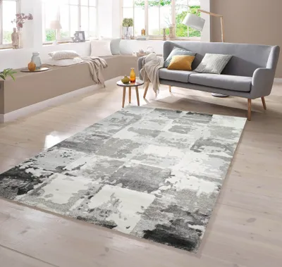 Produktbild von Teppich Karo in grau creme Größe - 80 x 150 cm