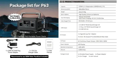Productafbeelding van Draagbare powerstation – 520Wh capaciteit – zuivere sinusgolf – meervoudige aansluitingen – compact