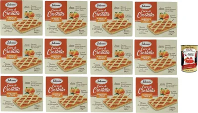 Produktbild von Falcone Cuor di Crostatina Albicocca E Pesca, Kuchen mit Albicocca und Pfirsich, 12x 240g + Italian Gourmet polpa 400g