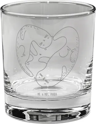 Produktbild von Mr. & Mrs. Panda Glas Otter Herz - Transparent - Geschenk, Paar, Hochzeitstag, Longdrinkglas, Ginglas, Trinkglas, Tumbler, Liebe, Verlobung, Cocktailglas
