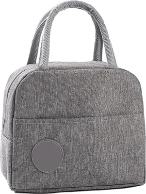 Image de Boîte à lunch de grande capacité en tissu Oxford épais en coton Sac à lunch isolé pour le bureau École Camping Gris