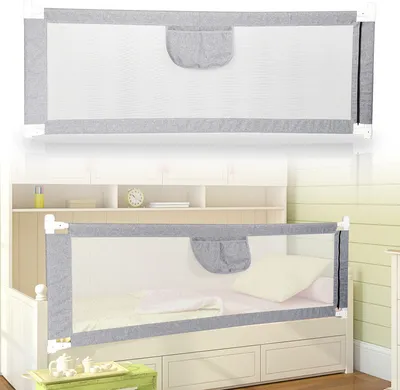 Image de Barrière de lit Jopassy 180 cm Barrière de lit pour enfants Barrière de lit pour bébés Barrière de lit pour enfants Protection contre les chutes Lit