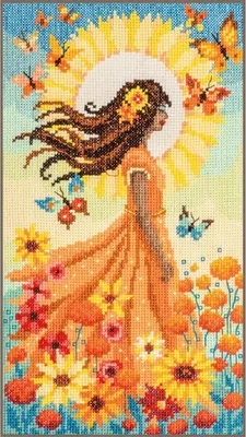 Obrázek produktu pro Výšivky křížem Vervaco "Dívka a slunce", počítaný vzor, 16x28cm