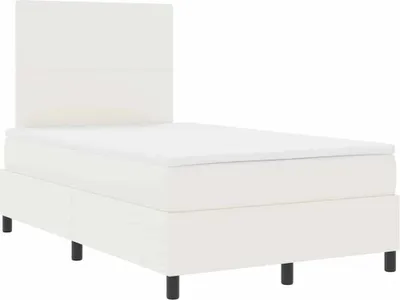 Obrázek produktu pro vidaXL Postel Box spring krémová a bílá 120 x 190 cm manšestrová tkanina
