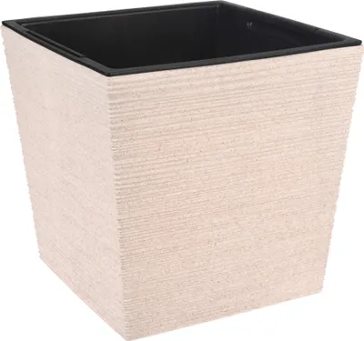 Zdjęcie produktu dla Doniczka z wkładem 24 x 23,5 cm, tworzywo sztuczne, 1 sztuka, jasnobeżowa