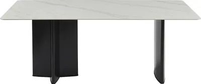 Produktbild von Esstisch für 8 Personen aus Keramik und MDF - Weißer Marmoreffekt und schwarz - SINAN