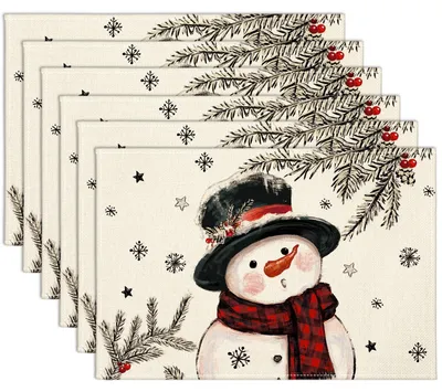 Platzsets aus Polyester-Leinen, 6er-Set, 30x45 cm, Weihnachtsmotiv