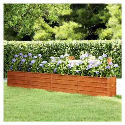 Produktbild von Hochbeet aus Cortenstahl, 240 x 40 x 77 cm, wetterfest, mit Drainage, geeignet für Garten, Balkon und Terrasse, rostig