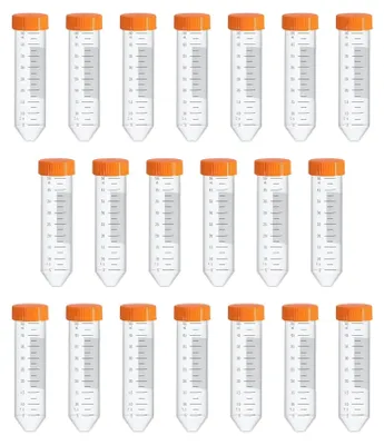 Produktbild von Reagenzgläser 50 ml - 20 Stück - Kunststoff - Schraubverschluss - Transparent - Ideal für Laboruntersuchungen - Laborröhrchen