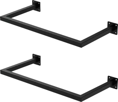 Produktbild von ML-Design 2er Set Kleiderstange Rechteck für die Wand, 30x60 cm, Schwarz, aus Stahl, Garderobenstange U-Form, inkl. Montagematerial