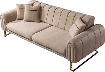 Produktbild von Villa Möbel Sofa Wave Beige 2-Sitzer Relax- und Bettfunktion, pflegeleichter Mikrofaser Samtstoff, inkl. Kissen