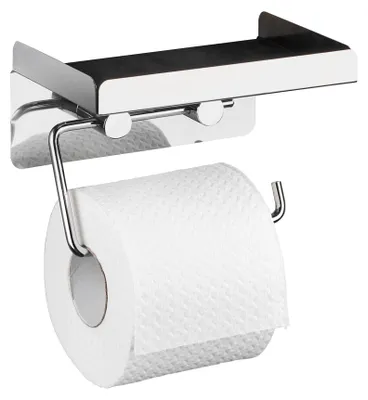 Image de WENKO 2in1 Porte-papier WC acier inoxydable Rouleaux Boîte de lingettes humides Tablettes
