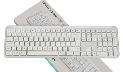 Zdjęcie produktu dla Logitech Signature Slim K950, Pełnowymiarowy (100%), Bezprzewodowy, RF Wireless + Bluetooth, Przełącznik nożycowy, QWERTZ, Biały