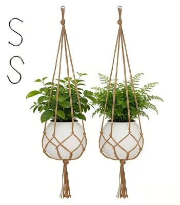 Immagine prodotto di Portavaso da appendere portapiante sospeso - Set di 2 - 120 cm - Juta - Per interno ed esterno