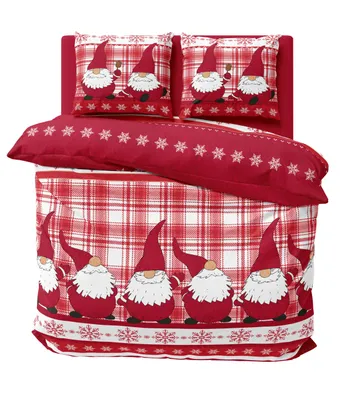 Produktbild von Winter Bettwäsche 200x220 cm Wichtel Weihnachten rot weiß Flausch Warme Fleece