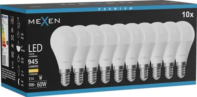 Obrázek produktu pro Mexen Nova 10x LED žárovka E14, G45, 9W, Teplá - 3000K, 945 lm - L101-E14-0930-01x10