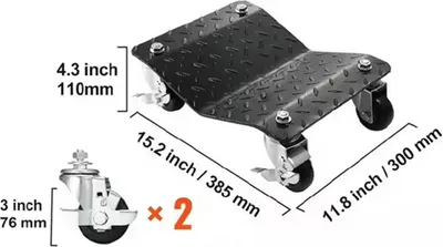 Immagine prodotto di Set-kit carrello sposta auto 2 pezzi carico, pedana moto, sposta auto emoto danneggiate, posizionatori parcheggio veicolo garage officina 0.7 tonellate/carrello