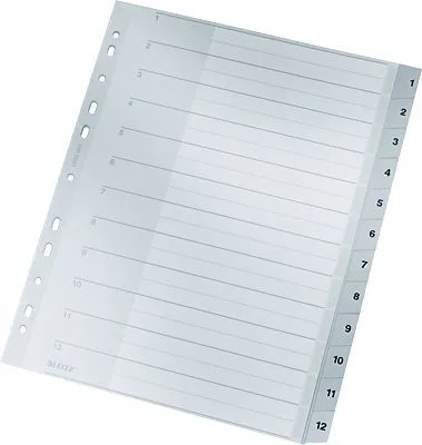 Produktbild von Leitz Register 12820000 DIN A4 1-12 Polypropylen grau