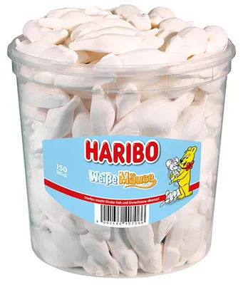 Obrázek produktu pro Haribo Pěnový cukr Bílé myši s příchutí šťavnatého pomeranče 1050g