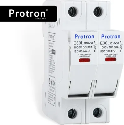 Produktbild von Protron DC LED Sicherungshalter Sicherungseinsatz 10x38 für Solar PV Photovoltaikanlagen 10A-30A E30LP2 = 2-polig, 0% MwSt.