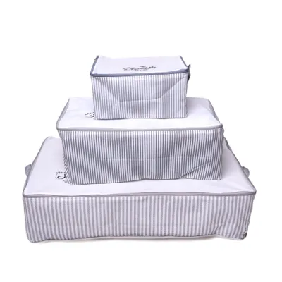 Produktbild von 3-teiliges Aufbewahrungsboxen Set, faltbar, Reißverschluss, Griffe, Kleideraufbewahrung, Unterbettboxen, staubdicht, platzsparend