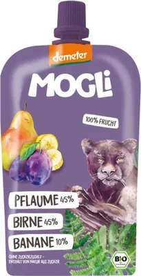 Produktbild von Birnen-Pflaumen-Bananen-Püree – ohne Zuckerzusatz – DEMETER  120 g – MOGLI